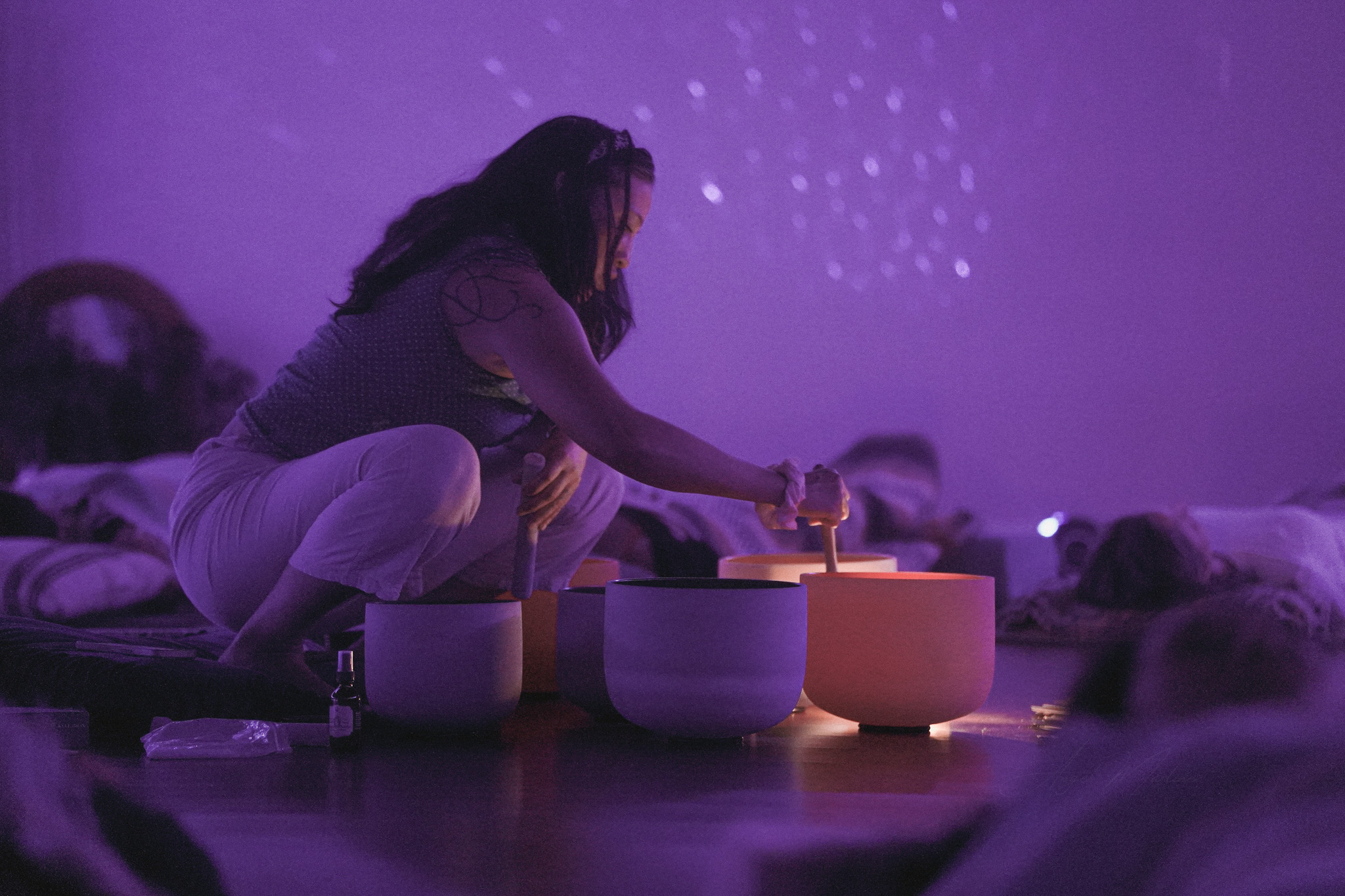 workplace wellness experience with mindfulness meditation or sound healing